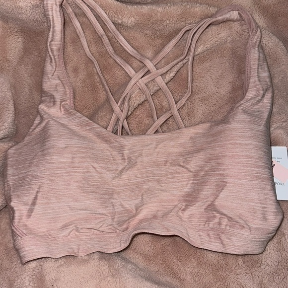 Victorias Secret Pink/Flesh Sport Strappy Back Sports Bra XL - Pink/Flesh - Picture 2 of 8
